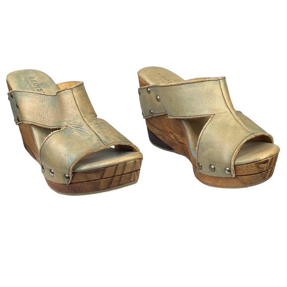 Bed Stu Women's Olea Olive Distressed Boho Wood Slip On Sandals Size US 7.5 - Picture 13 of 13